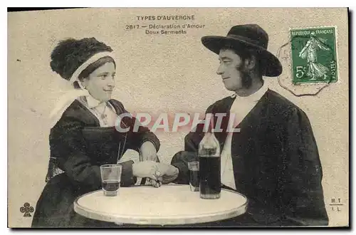 Cartes postales Folklore Types d'Auvergne Declaration d'Amour Doux Serments