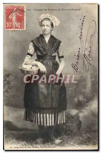 Cartes postales Folklore Costume des Environs de Clermont Ferrand