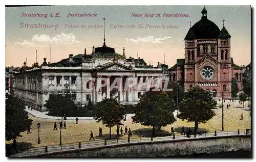 Ansichtskarte AK Strasbourg Palais de Justice Eglise St Pierre le jeune