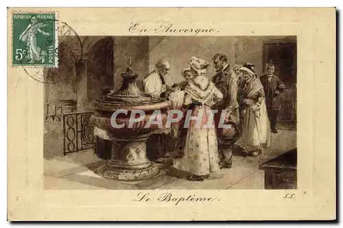 Cartes postales Folklore En Auvergne le Bapteme