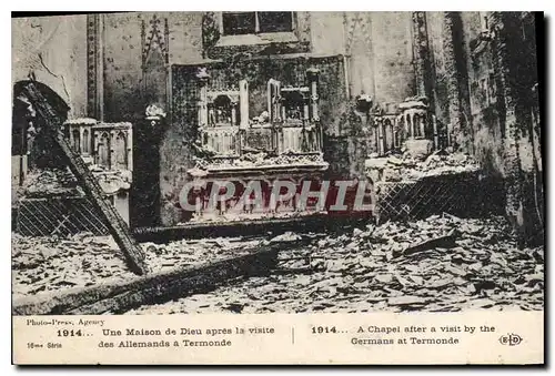 Cartes postales Militaria 1914 Une maison de Dieu apres la visite des Allemands a Termonde
