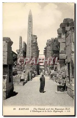 Cartes postales Egypte Egypt KARNAK. - L'Ob�lisque et la Salle Hypostyle