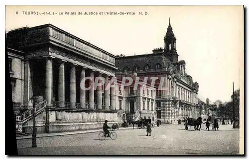 Cartes postales TOURS- Le Palais de Justice et l'H�tel- de-Ville