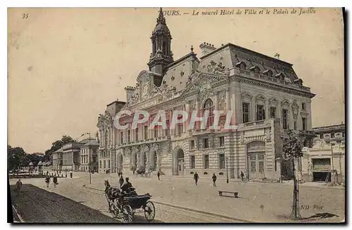 Ansichtskarte AK TOURS.-Le nouvel Hotel de Ville et la Palais de Justice