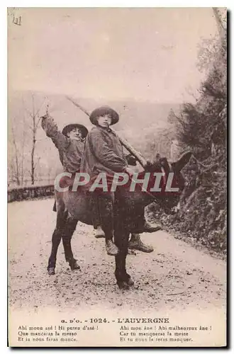 Ansichtskarte AK Folklore 1024.-L'AUVERGNE Ane Mule