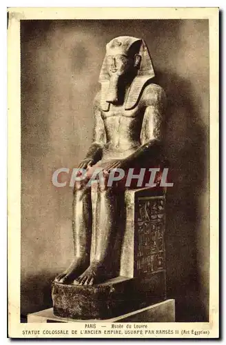 Ansichtskarte AK Egypte Egypt Mus�e de Louvre.STATUE COLOSSALE DE L'ANCIEN EMPIRE USURPE PAR RAMSES II(Art Egypti