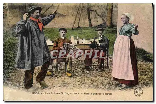 Cartes postales Folklore  Les Sc�nes Villageoises - Une Bourr�e � deux