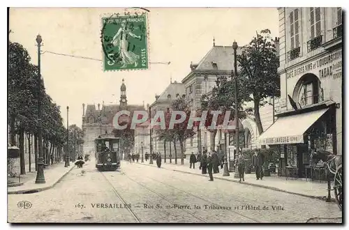 Cartes postales VERSAILLES Rue Saint-Pierre  les Tribunaux et l'H�tel de Ville Tramway