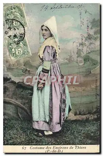 Cartes postales Folklore Costume des Environs de Thiers