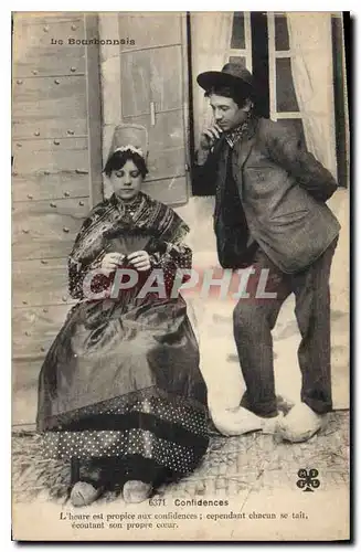 Cartes postales Folklore Le Bourbonnais. - Confidences. L'heure est propice aux confidences cependant chacun se