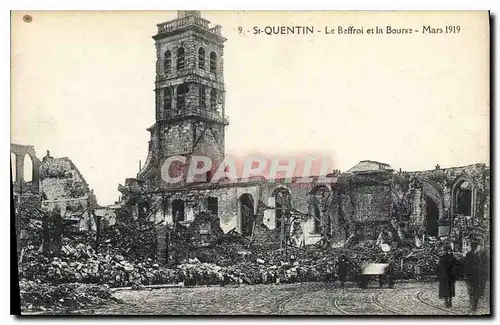 Ansichtskarte AK Militaria St QUENTIN Le Beffroi et la Bourse Mars 1919