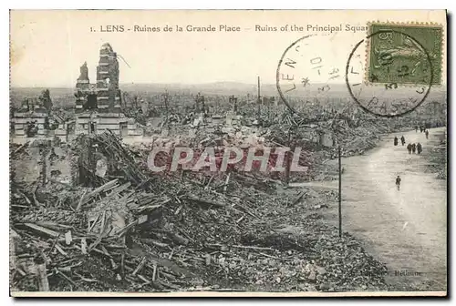 Cartes postales Militaria LENS Ruines de la Grande Place