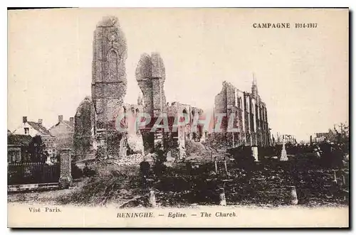 Cartes postales Militaria CAMPAGNE 1914-1917 RENINGHE Eglise
