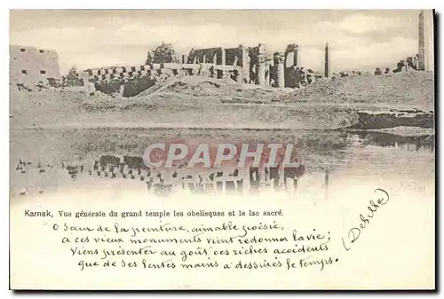 Ansichtskarte AK Egypt Egypte Karnak Vue generale du grand temple les obelisques et le lac sacre