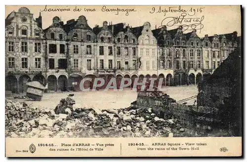 Cartes postales Militaria 1914 15 Place d'Arras Vue prise des ruines de l'Hotel de Ville
