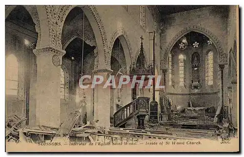Cartes postales Militaria Soissons Interieur de l'Eglise Saint Waast