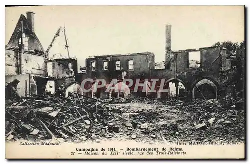 Cartes postales Militaria Campagne de 1914 Bombardement de Reims