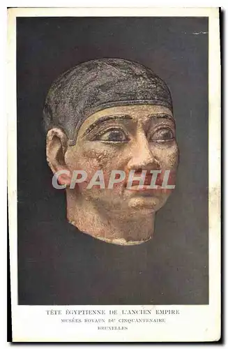 Cartes postales Egypt Egypte Tete Egyptienne De l'Ancien Empire Musees Royaun du Cinquantenaire Brunelles