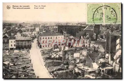Cartes postales Militaria Ruines de Louvain Rue de Diest