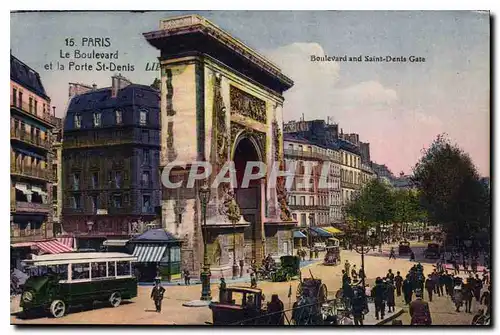 Cartes postales Paris Le Boulevard et la Porte St Denis