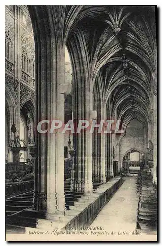 Cartes postales Pont Audemer Interieur de l'Eglise Saint Ouen Perspective du Lateral