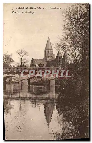 Cartes postales Paray le Monial La Bourbince Pont et la Basilique