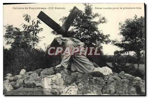 Ansichtskarte AK Calvaire de Pontchateau Jesus tombe pour la premiere fors