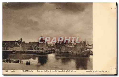 Cartes postales Vermeer Vue de Delft prise du Canal de Rotterdam