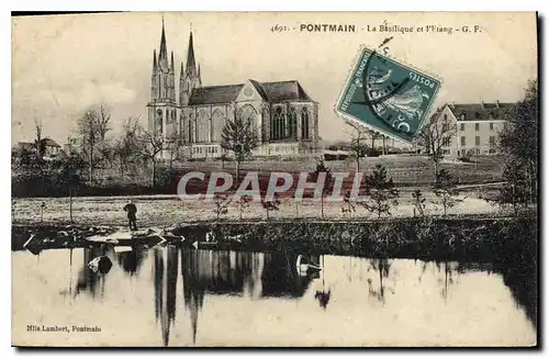 Cartes postales Pontmain La Basilique et l'etang