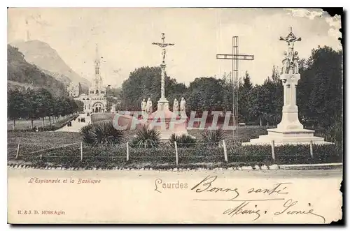 Cartes postales Lourdes L'Esplanade et la Basilique