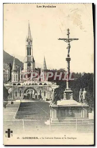 Ansichtskarte AK Lourdes Le Calvaire Breton et la Basilique