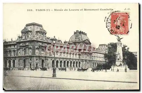 Cartes postales Paris Musee du Louvre et Monument Gambetta