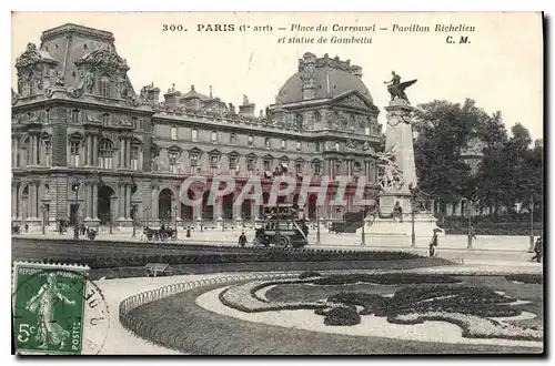 Ansichtskarte AK Paris Place du Carrousel Pavillon Richelieu et Statue de Gambella