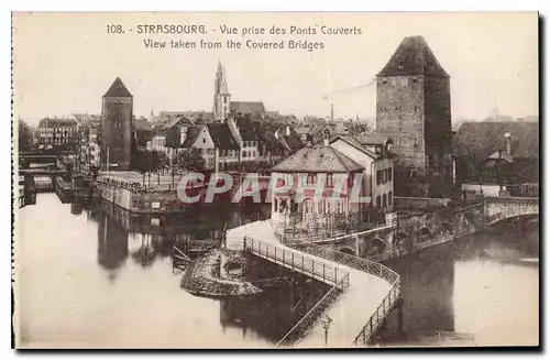 Ansichtskarte AK Strasbourg Vue Prise des Ponts Couverts