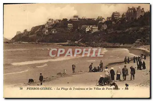 Cartes postales Perros Guirec La Plage de Trestraou et les Villas de Pors Mevez