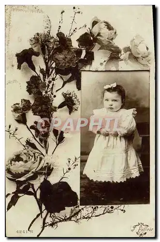 Cartes postales Fantaisie Enfant Fleurs