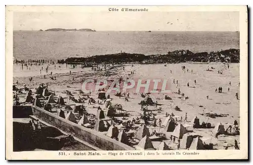 Cartes postales Cote d'Emeraude Saint Malo Plage de l'Eventail dans le lointain Ile Cezembre