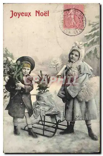 Cartes postales Joyeux Noel Enfants Luge