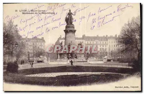 Cartes postales Lyon Place Carnot Monument de la Republique