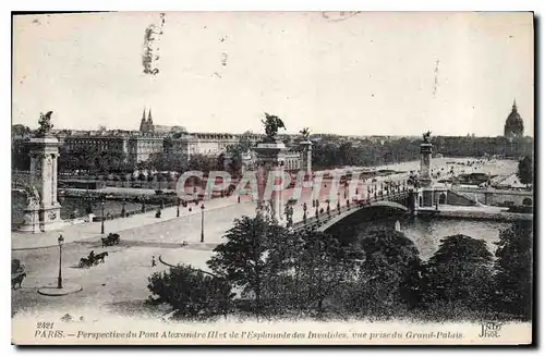 Cartes postales Paris Perspective du Pont Alexandre Ill et de l'Esplanade des Invalides vue prise du Grand Palai