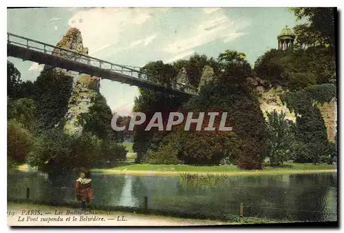 Ansichtskarte AK Paris Les Buttes Chaumont Le Pont suspendu et le Belvedere