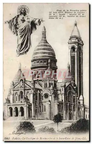 Cartes postales Paris La Basilique de Monts artre et le Sacre Coeux de Jesus