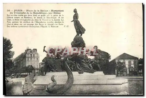 Cartes postales Paris Place de la Nation Monument du Triomphe de la Republique par Dalou