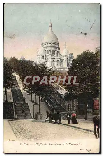 Cartes postales Paris L'Eglise du Sacre Coeur et le Funiculaire