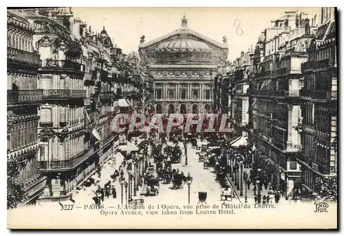 Cartes postales Paris L'Avenue de l'Opera vue prise de l'Hotel du Louvre Opera Avenue view taken from Louvre Hot