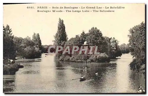 Cartes postales Paris Bois de Boulogne Le Grand Lac Le Belvedere Boulogne