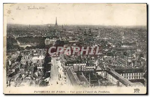 Cartes postales Panorama de Paris vue prise a l'Ouest du Pantheon