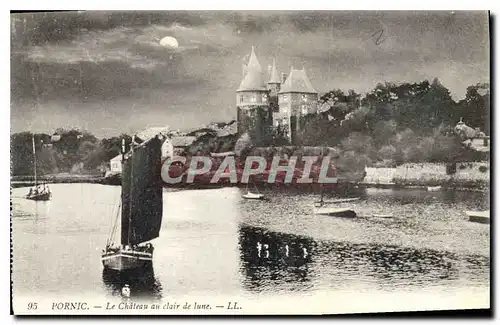 Ansichtskarte AK Pornic Le chateau au clair de lune