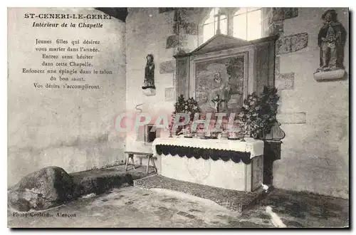 Cartes postales St Ceneri Le Gerei Interieur de la Chapelle Jeunes filles qui desirez vous marier dans l'annee