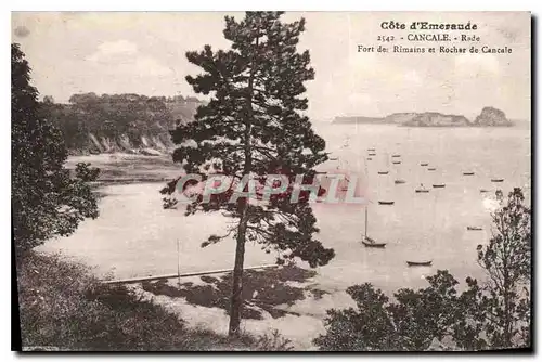 Cartes postales Cote d'Emeraude Cancale Rade Fort des Remains et Rocher de Cancale